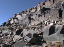 Altered sediments above fused conglomerate  on flank of West Spanish Peak  